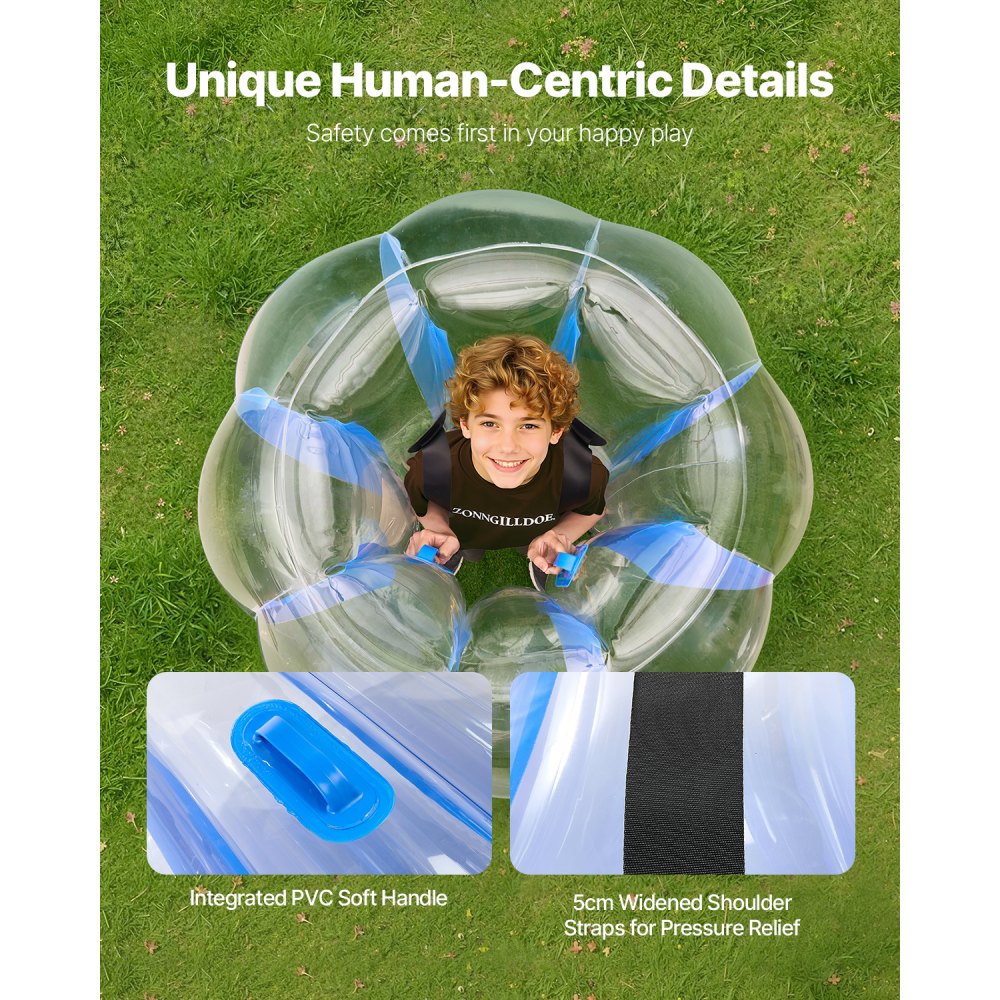 VEVOR Inflatable Bumper Balls 1-Pack, 4FT/1.2M Body Sumo Zorb Ball, Durable Thick PVC Human Hamster Bubble Knocker for Outdoor Sports Team Gaming Play, Bopper Toy for Garden Yard Park, Blue Stripes
