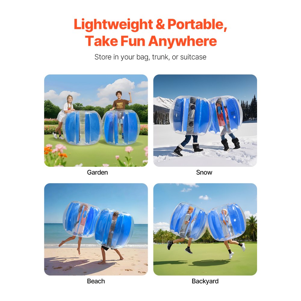 VEVOR Inflatable Bumper Balls 1-Pack, 4FT/1.2M Body Sumo Zorb Ball, Durable Thick PVC Human Hamster Bubble Knocker for Outdoor Sports Team Gaming Play, Bopper Toy for Garden Yard Park, Blue Stripes