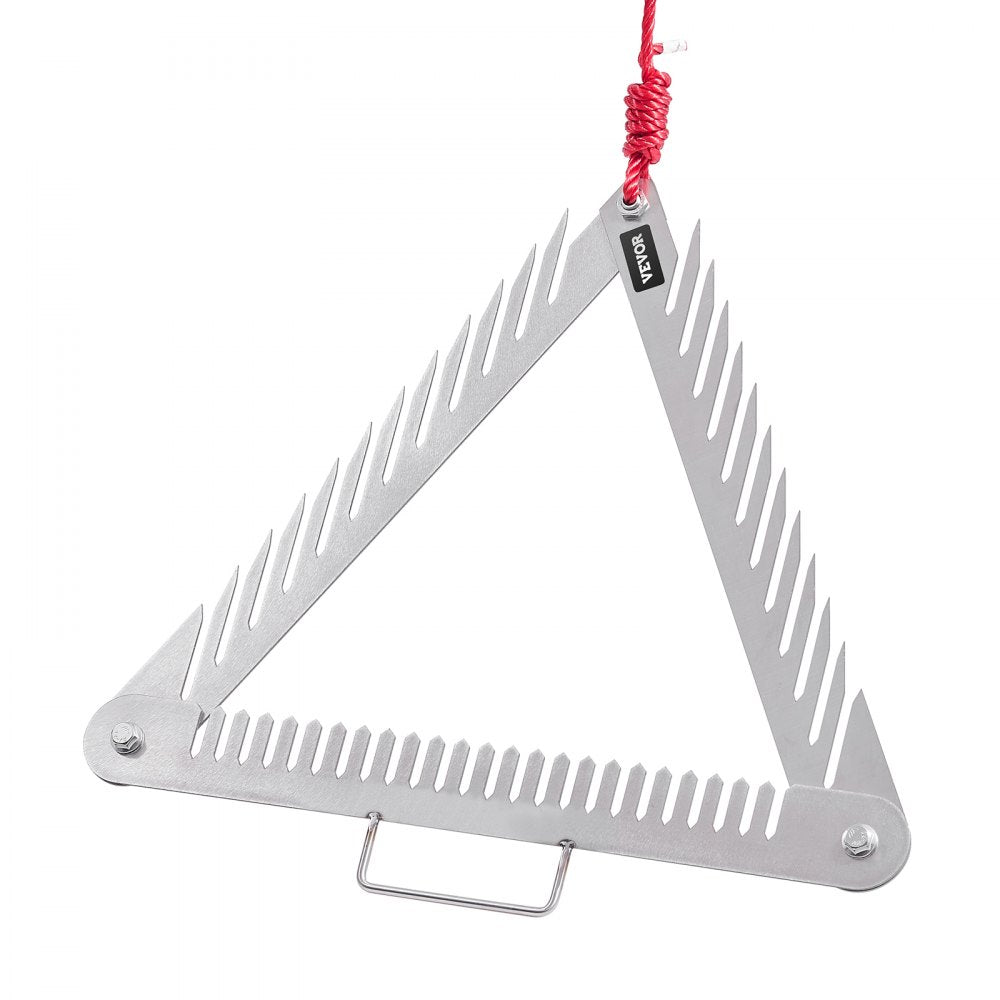VEVOR 24in Aquatic Weed Rake, 3-Sided Lake Weed Rake with Handle, Portable and Foldable Pond Water Grass Razor, Stainless Steel Throwable Floating Pond Weeds Cutter with 30 ft Rope, for Lakes Ponds