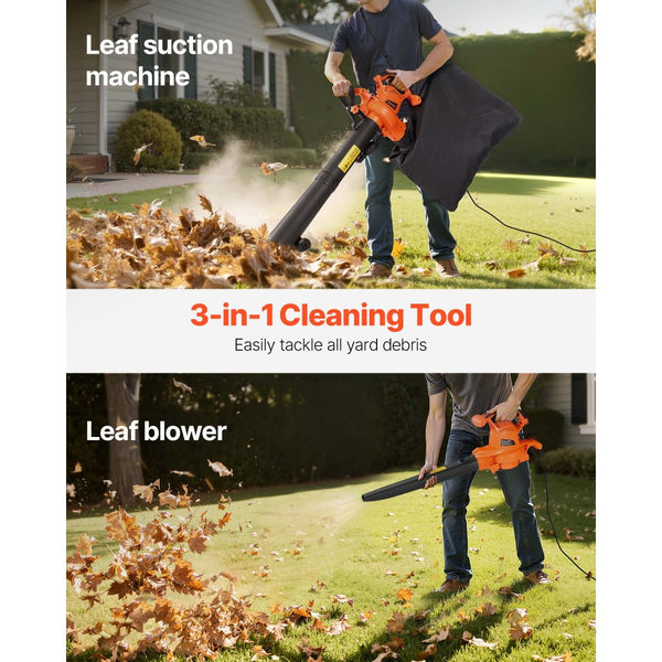 Vevor Electric Leaf Blower 3-in-1 Blower Vacuum Mulcher 12 Amp 250 MPH ...