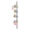 VEVOR Shower Corner Caddy Tension Pole, 42" to 114" High, Multi-Functional Shower Tension Pole with Strong Load-Bearing Tray, Rust-Proof Easy-to-Install Tension Pole, Fit for Bathroom & Washroom
