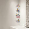 VEVOR Shower Corner Caddy Tension Pole, 56" to 114" High, Multi-Functional Shower Tension Pole with Strong Load-Bearing Tray, Rust-Proof Easy-to-Install Tension Pole, Fit for Bathroom & Washroom