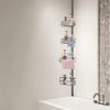 VEVOR Shower Corner Caddy Tension Pole, 56" to 114" High, Multi-Functional Shower Tension Pole with Strong Load-Bearing Tray, Rust-Proof Easy-to-Install Tension Pole, Fit for Bathroom & Washroom