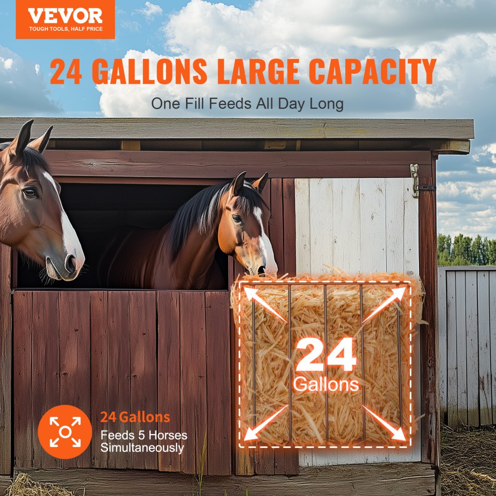 VEVOR Livestock Hay Feeder, 24 Gallons Large Capacity, Heavy-Duty Steel Goat Hay Rack, 27'' Long Wall Mounted Horse Hay Holder, Multiple Sided Feeding Rack for Sheep Farm Livestock Indoor Outdoor