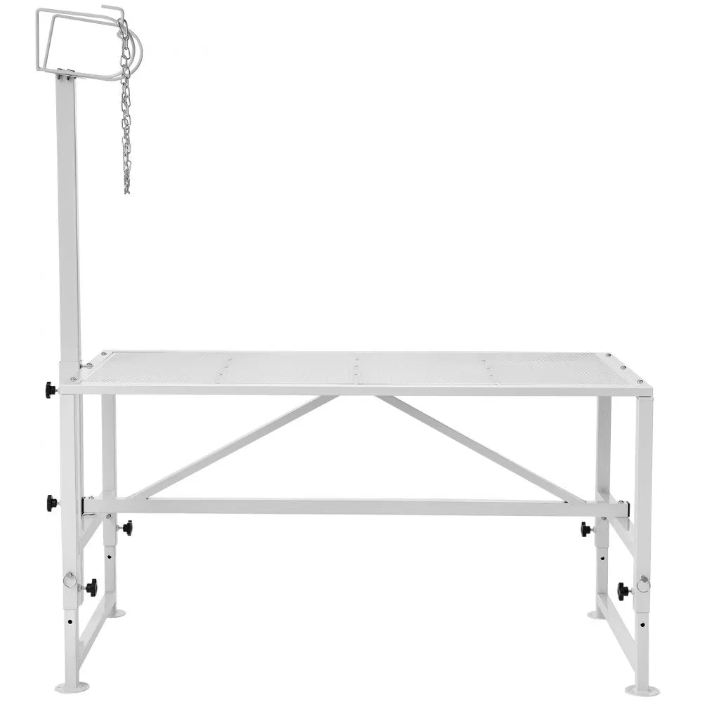 VEVOR Goat & Sheep Stand, 47x23 inch Livestock Stand, Metal Livestock Milking and Shearing Stand 21" to 33" Adjustable Height, with Headpiece and Nose Loop, 500lbs Loading Weight, White