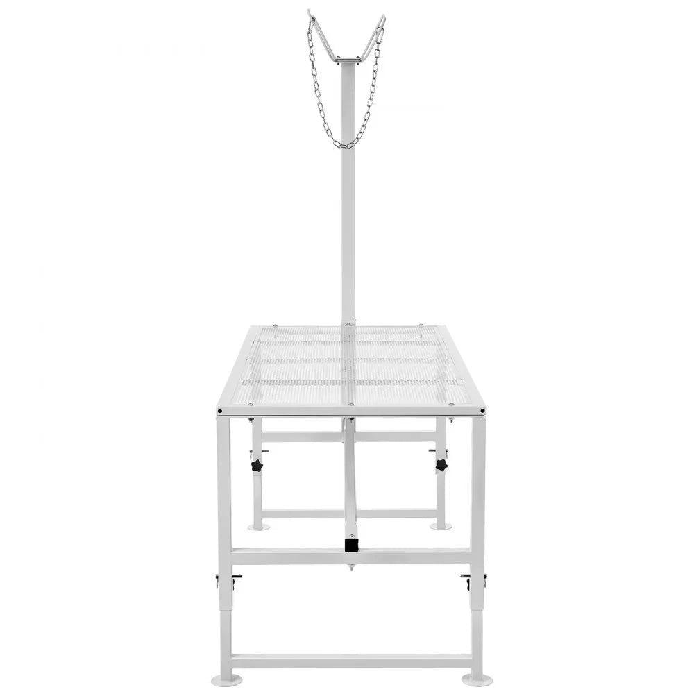 VEVOR Goat & Sheep Stand, 47x23 inch Livestock Stand, Metal Livestock Milking and Shearing Stand 21" to 33" Adjustable Height, with Headpiece and Nose Loop, 500lbs Loading Weight, White