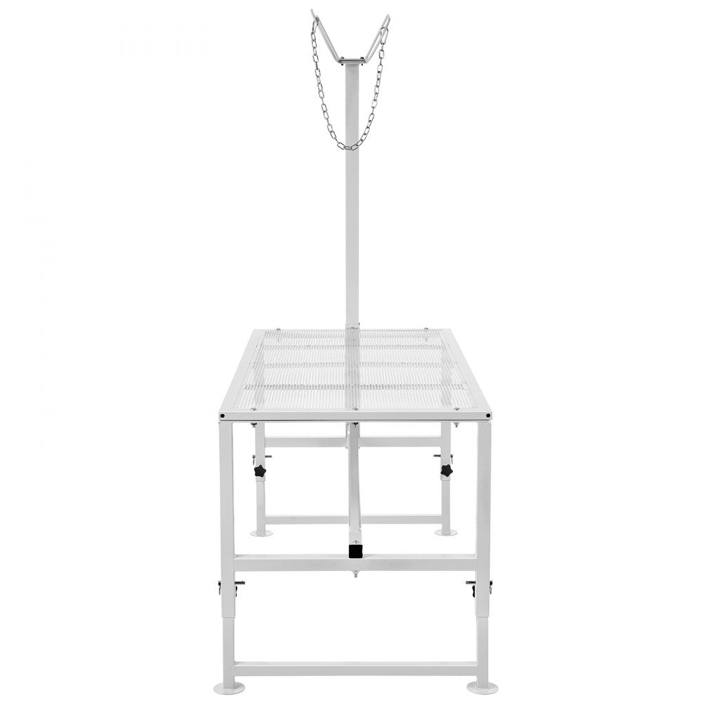 VEVOR Goat & Sheep Stand, 51x23 inch Livestock Stand, Metal Livestock Milking and Shearing Stand 21" to 33" Adjustable Height, with Headpiece and Nose Loop, 500lbs Loading Weight, White