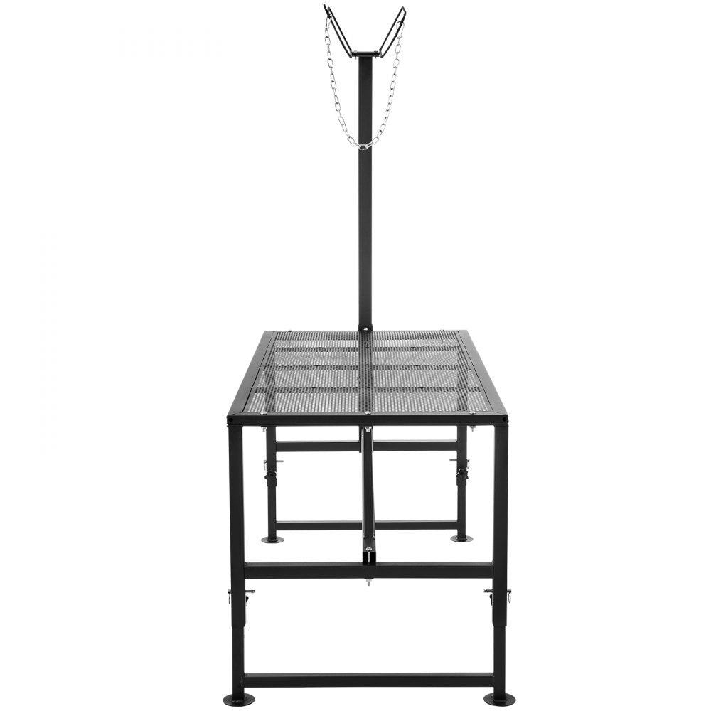 VEVOR Goat & Sheep Stand, 47x23 inch Livestock Stand, Metal Livestock Milking and Shearing Stand 21" to 33" Adjustable Height, with Headpiece and Nose Loop, 500lbs Loading Weight, Black