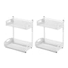 VEVOR Under Sink Organizer, 2 Pack 2-Tier Pull Out Cabinet Organizer with 4-Level Height Adjustment, Metal Slide Out Shelf, Multi-Purpose Cabinet Organizers and Storage for Bathroom & Kitchen, White