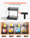 VEVOR Under Sink Organizer, 2 Pack 2-Tier Pull Out Cabinet Organizer with 4-Level Height Adjustment, Metal Slide Out Shelf, Multi-Purpose Cabinet Organizers and Storage for Bathroom & Kitchen, Black