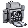 VEVOR Picnic Backpack, Beach Picnic Backpack Bag for 4 Person with Insulated Cooler Compartment, Detachable Bottle/Wine Holder, Lightweight Blanket, Plates and Cutlery Set for Hiking & Camping, Grey