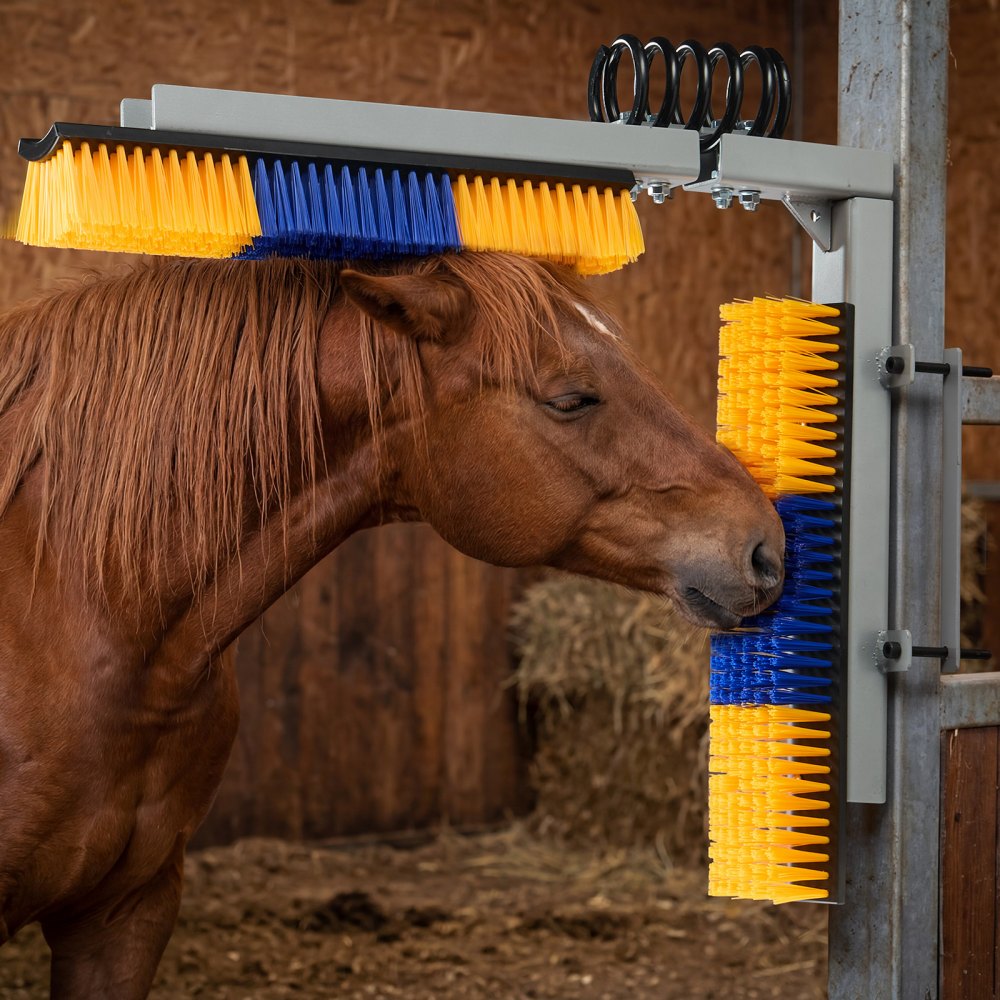 VEVOR 2 Way Livestock Scratching Brush, Dual Sided Goat Scratcher Brush with Mounting Bracket, 16.9" x 3.9" Cow Scratcher for Back Itch Relief, Massage Grooming Scratch Tool for Horse Cattle Sheep Pig