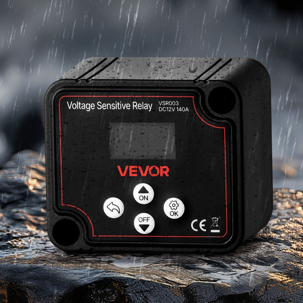 VEVOR Dual Battery Isolator, 12V 140 Amp, Manual and Automatic VSR Voltage Sensitive Relay with LCD Screen, Smart Battery Isolator for Lithium & Lead-Acid Batteries, for Car Truck RV UTV ATV Boat