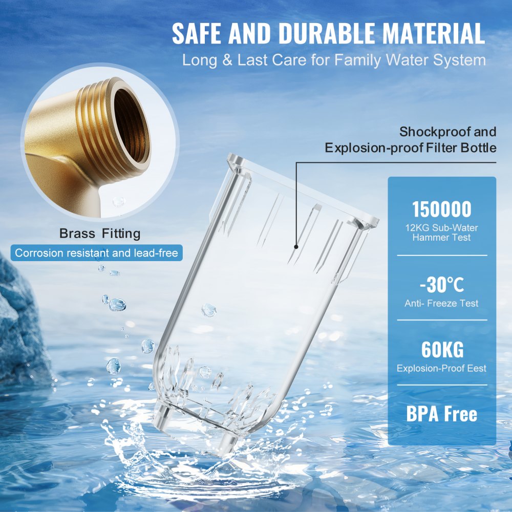 VEVOR Spin Down Filter, 40 Micron Whole House Sediment Filter for Well Water, 3/4" FNPT + 1" MNPT, 4 T/H High Flow Rate, for Whole House Water Filtration Systems, Well Water Sediment Filter