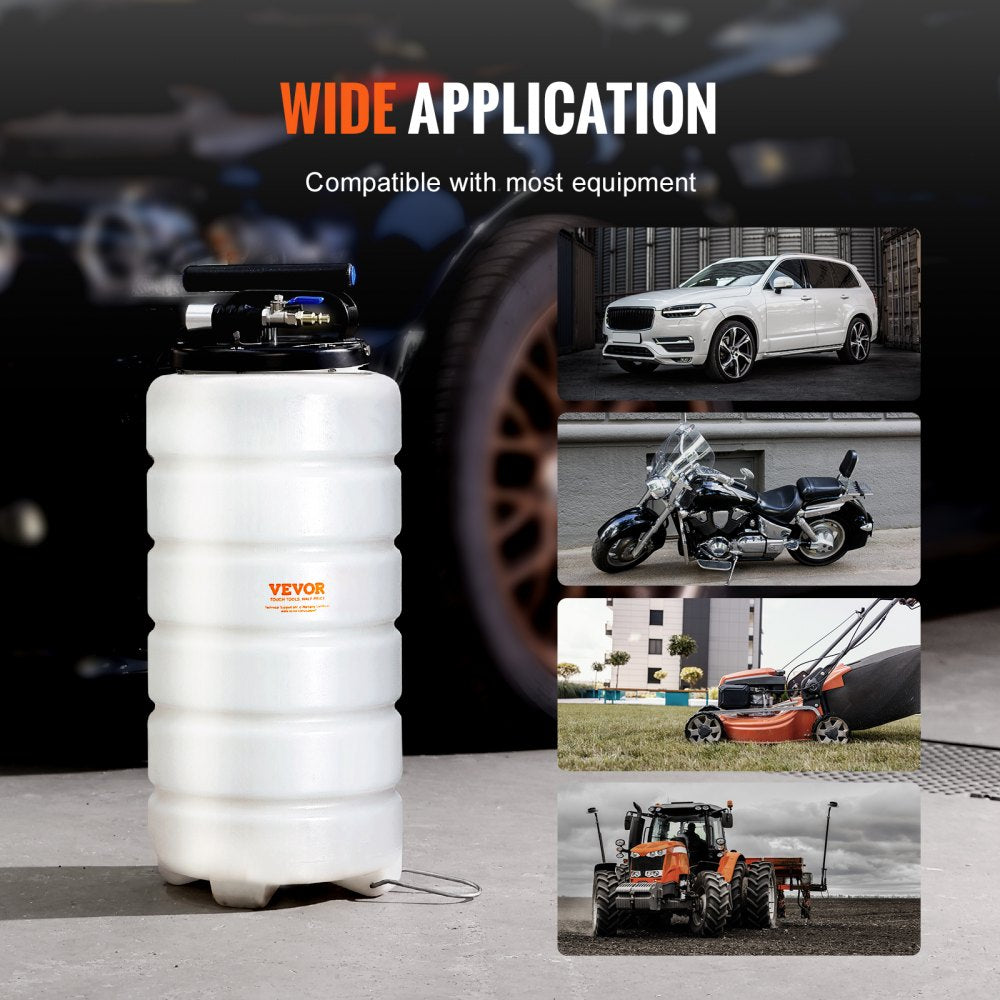 VEVOR Fluid Extractor, 4 Gallons (15 Liters), Pneumatic/Manual Oil Changer Vacuum Fluid Extractor with Dipstick and Suction Hose, Oil Extractor Change Pump for Automotive Fluids Vacuum Evacuation