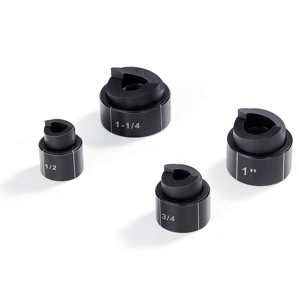 VEVOR Hydraulic Knockout Punch Kit, 4 Pieces 1/2", 3/4", 1", 1-1/4" Conduit Hole Cutter Set, Metal Sheet Driver Tools, KO Tool Kits For Aluminum, Brass, Stainless Steel, Fiberglass and Plastic