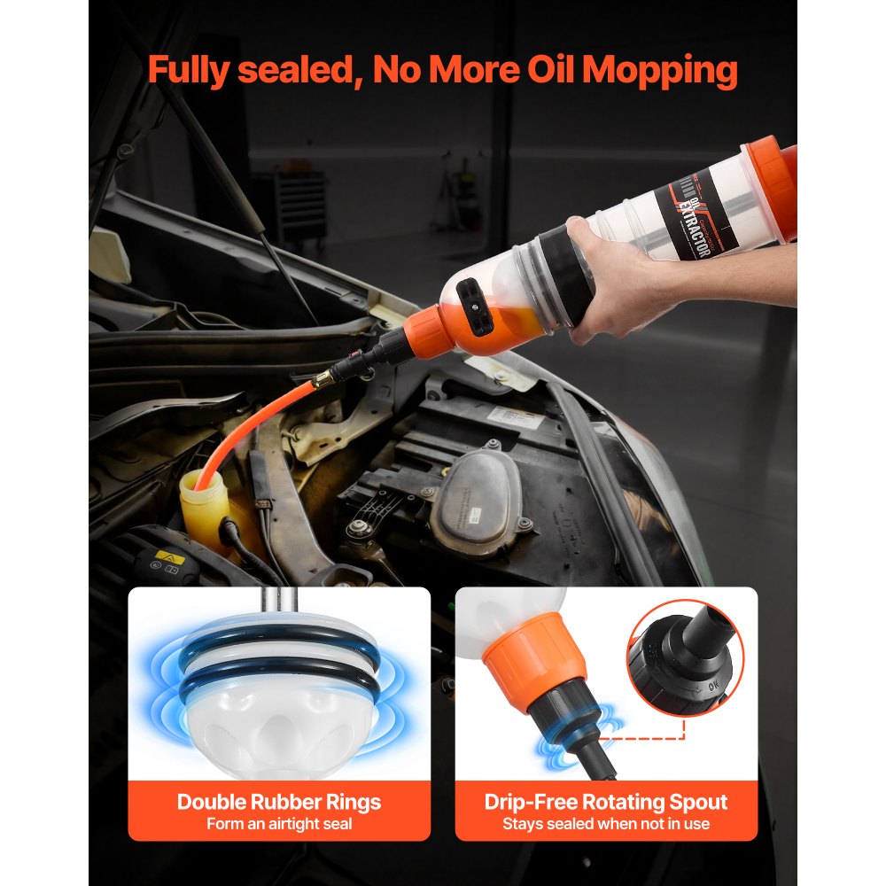 VEVOR 1500CC Fluid Extractor, Manual Automotive Fluid Pump Extractor, Oil Syringe with Long Hose and Extension Tubes Easy Oil Change, Suction Pump for Lawn Mowers Cars Ships Golf Carts Motorcycles