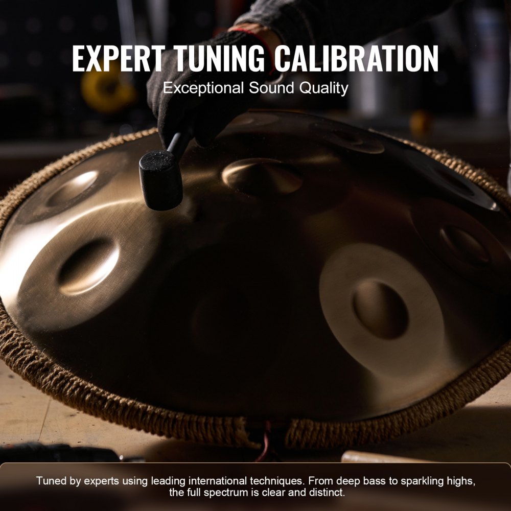 VEVOR Handpan Drum, 22 in & 12 Notes, D Minor Hand Drum, Hand Pan Drum Instrument with Mallets, 440Hz Handpan Stand & Carry Bag, Steel Healing Sound Drum, Percussion Instruments for Adults Beginners