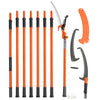 VEVOR Manual Pole Saw, 7.3-27 ft Extendable Tree Pruner, Sharp Steel Blade and Scissors High Branches Trimming, Branch Trimmer with Lightweight 8 Fiberglass Handles, for Pruning Palms and Shrubs
