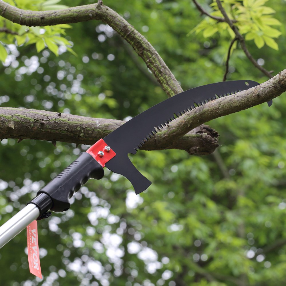 VEVOR Manual Pole Saw, 4.9-20 ft Extendable Tree Pruner, Sharp Steel Blade for High Branches Trimming, with Lightweight Aluminum Alloy Handle and a Chenille Brush, for Pruning Palms and Shrubs