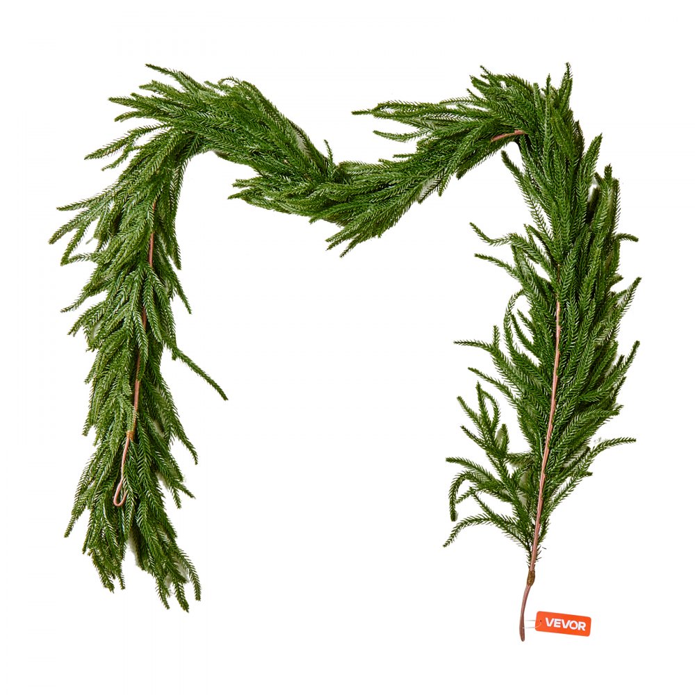 VEVOR Christmas Garland, 6-FT Realistic Norfolk Pine Garland, Evergreen Real Touch Artificial Faux Greenery Garlands, for Holiday Indoor Outdoor Xmas Decoration on Table, Mantel, and Fireplace