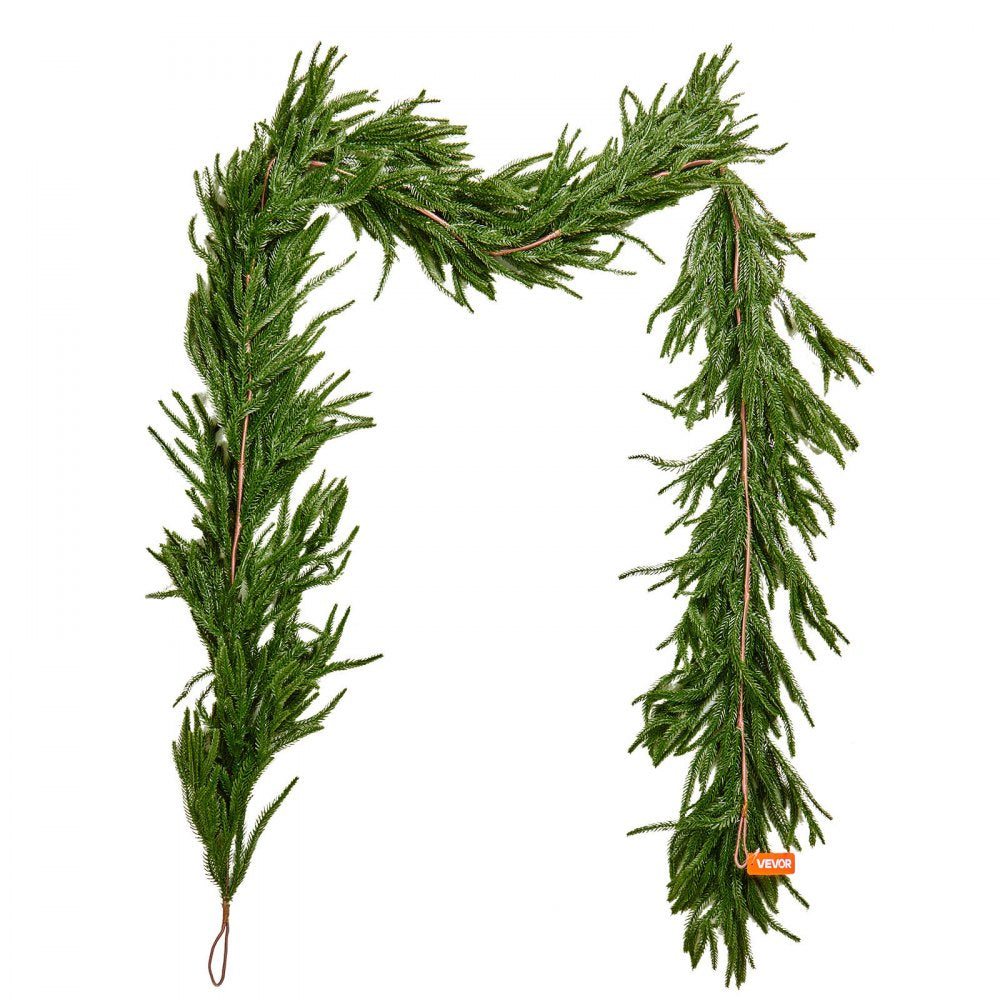 VEVOR Christmas Garland, 9-FT Realistic Norfolk Pine Garland, Evergreen Real Touch Artificial Faux Greenery Garlands, for Holiday Indoor Outdoor Xmas Decoration on Table, Mantel, and Fireplace