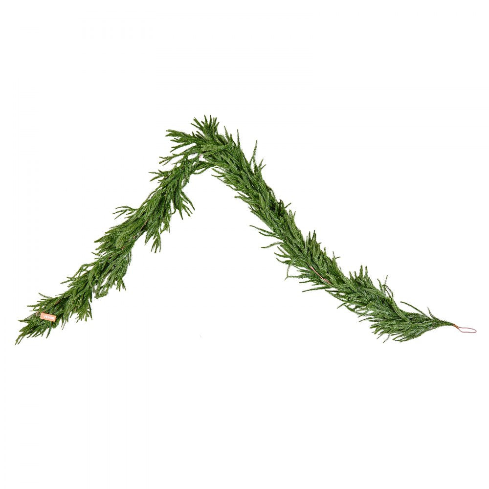 VEVOR Christmas Garland, 9-FT Realistic Norfolk Pine Garland, Evergreen Real Touch Artificial Faux Greenery Garlands, for Holiday Indoor Outdoor Xmas Decoration on Table, Mantel, and Fireplace