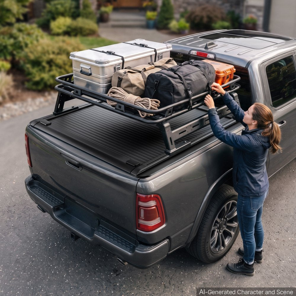 VEVOR Retractable Tonneau Cover 5.7FT Hard Truck Bed Cover Manual Retract, Compatible with 2009-2026 Ram 1500 New Body, 2019-2024 Classic 5.7FT Bed (67.4"), Waterproof Aluminum, Lock Key for Trips