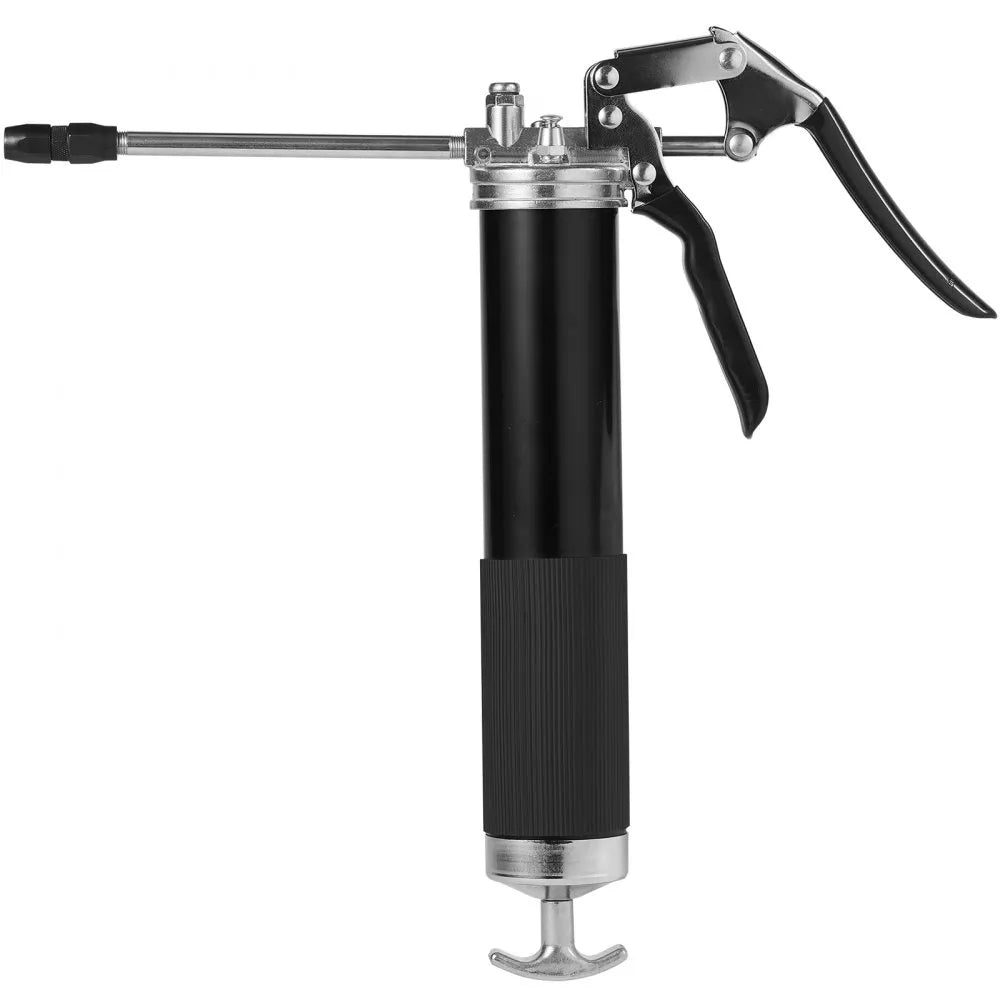 VEVOR Pistol Grip Grease Gun, 6000 PSI, 14 OZ / 400 CC Capacity Heavy Duty Professional Grease Gun, with 17.72 Inch Flexible Hose 1 Black Flat Coupler, 1 Pointed Coupler, and 1 Bent Metal Pipe
