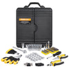 VEVOR 221-Piece Mechanics Tool Set, 1/4" and 3/8" Drive Sockets, SAE and Metric Mechanic Tool Kit with Bits, Wrenches, Ratchet Handle, Accessories, and Plastic Storage Case, for Automotive Repair