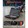 VEVOR Mechanics Tool Set, 253-Piece Mechanic Tool Kit, 1/4 in, 3/8 in, and 1/2 in Drive, SAE and Metric Socket Set, Wrenches, Screwdriver Bits, Accessories, and Storage Case, for Automotive Repair