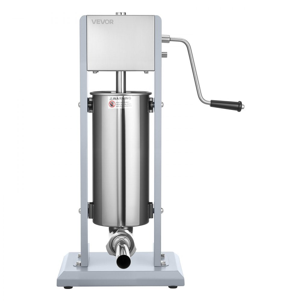 VEVOR Manual Sausage Stuffer, 11 LBS / 5 L Vertical Meat Stuffer, Heavy Duty Sausage Casing Meat Stuffing Machine, Dual-Speed Stainless Steel Filler with 5 Filling Tubes, for Commercial and Home Use