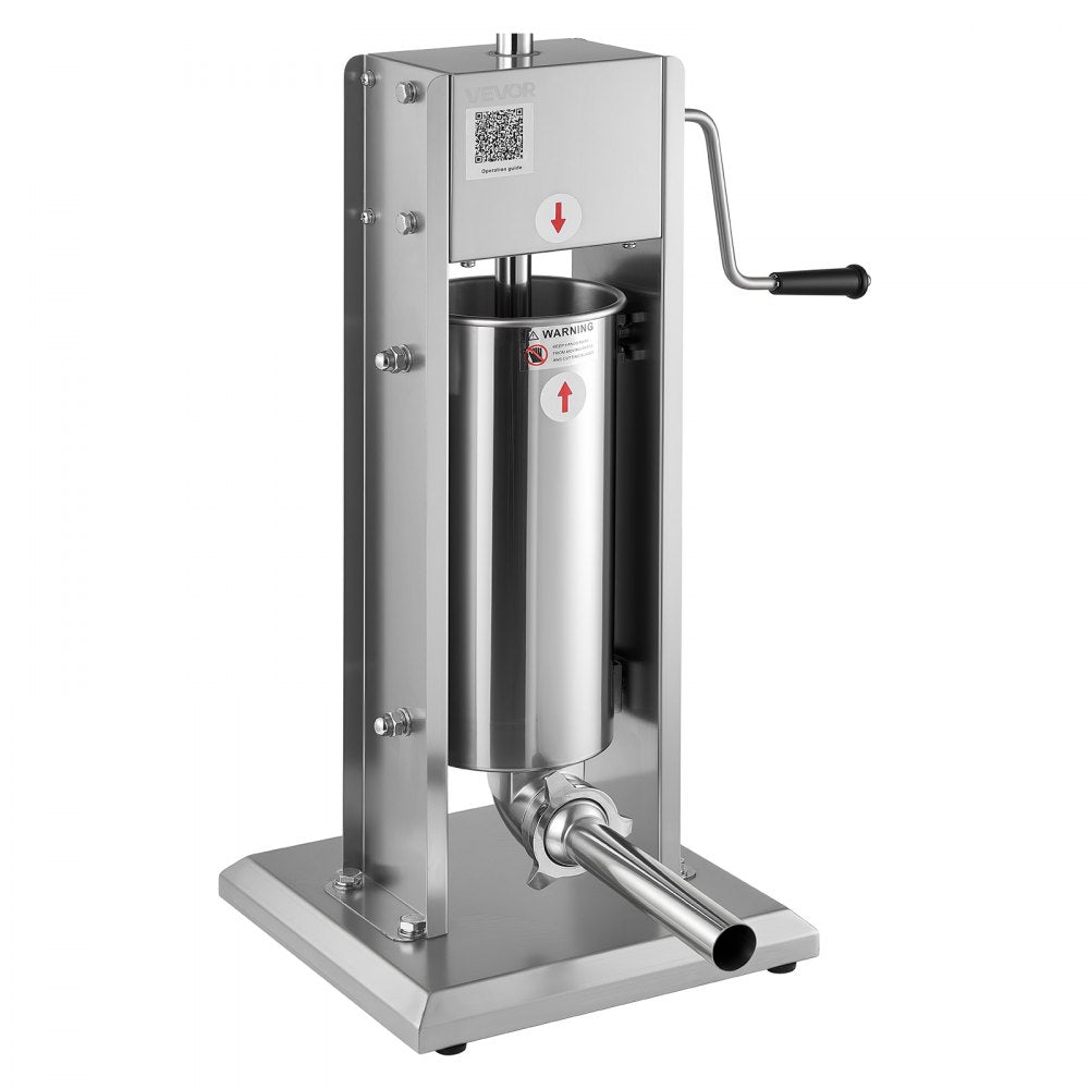 VEVOR Manual Sausage Stuffer, 11 LBS / 5 L Vertical Meat Stuffer, Dual-Speed Sausage Casing Meat Filling Machine, Stainless Steel Heavy Duty Filler with 5 Stuffing Tubes, for Commercial & Home Use