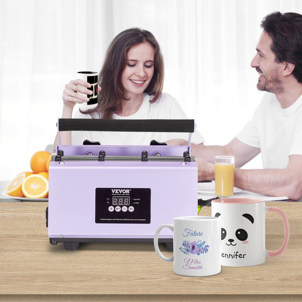 VEVOR Tumbler Heat Press Machine, 11-30oz Mug Press, Heat Up Fast and Even, Tumbler Press with Sublimation Paper, Tape and Gloves, Temp and Time Setting, for Sublimation Tumblers, Cups, Mugs, Purple