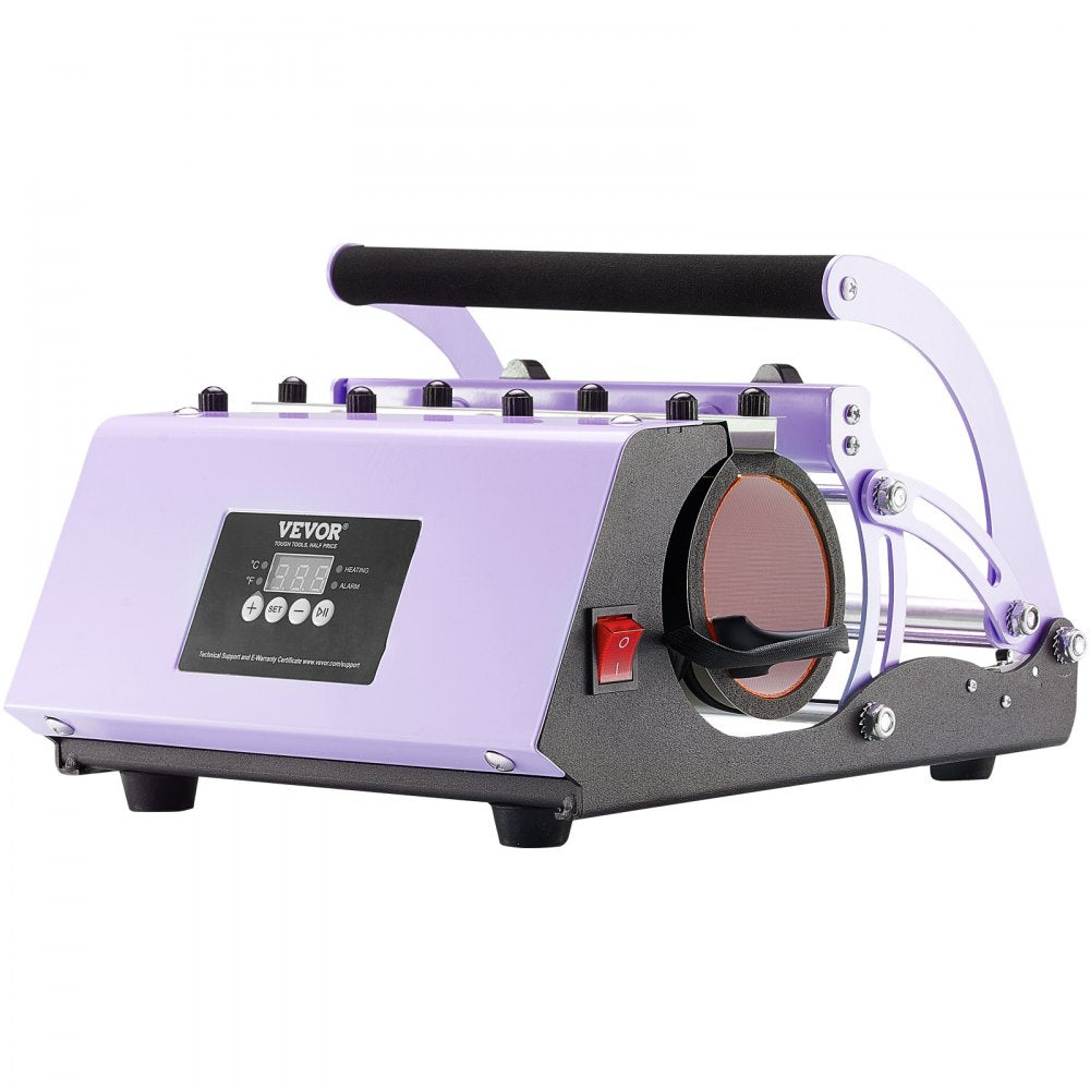 VEVOR Tumbler Heat Press Machine, 11-30oz Mug Press, Heat Up Fast and Even, Tumbler Press with Sublimation Paper, Tape and Gloves, Temp and Time Setting, for Sublimation Tumblers, Cups, Mugs, Purple