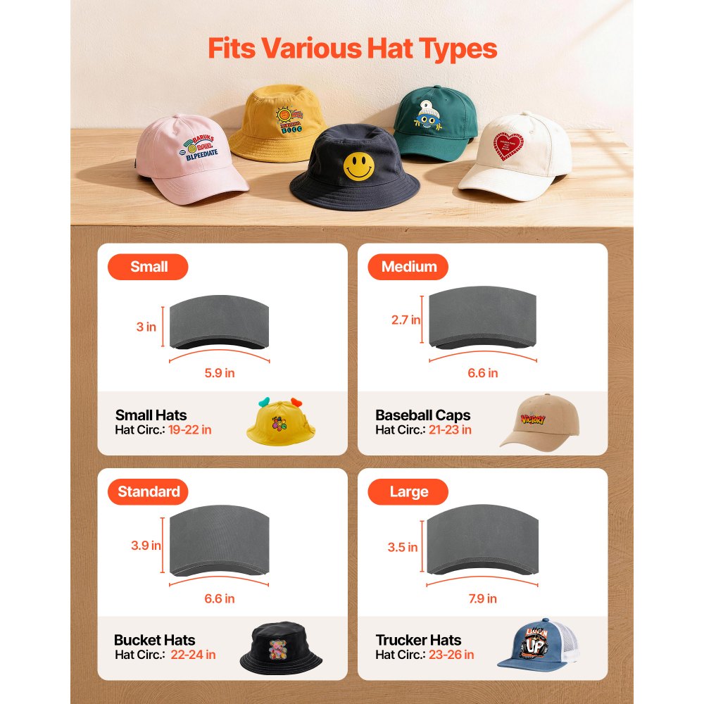 VEVOR Hat Heat Press Machine, with 4 Interchangeable Platens and Caps Stretcher, Precise Temperature & Time Control, Heat Press for Hats and Caps, for HTV Iron On and Sublimation Projects, White