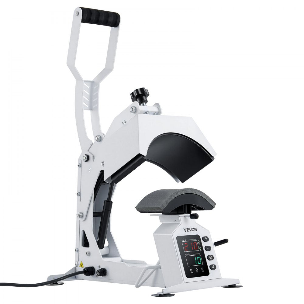 VEVOR Hat Heat Press Machine, 8.5 x 4 in Large Heating Plate, with Caps Stretcher, Precise Temperature & Time Control, Heat Press for Hats and Caps, for HTV Iron On and Sublimation Projects, White