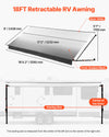VEVOR Manual RV Awning Complete Kit, 18.12FT Retractable RV Awning with Aluminum Alloy Frame & Waterproof PVC Fabric, Outdoor Camping Trailer Awnings Fit Most RVs (18FT Type, Gradient Black)