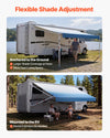 VEVOR Manual RV Awning Complete Kit, 17.12FT Retractable RV Awning with Aluminum Alloy Frame & Waterproof PVC Fabric, Outdoor Camping Trailer Awnings Fit Most RVs (17FT Type, Gradient Blue)