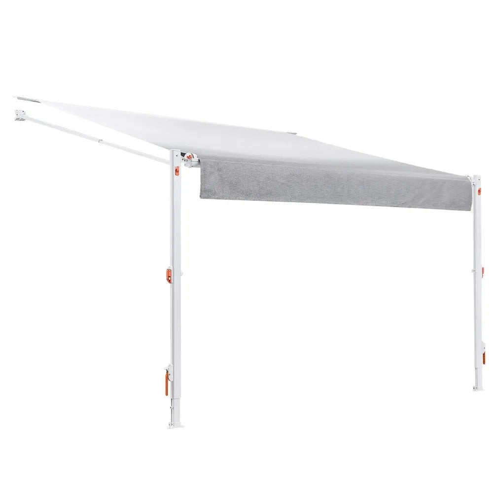 VEVOR Manual RV Awning Complete Kit, 10.12FT Retractable RV Awning with Aluminum Alloy Frame & Waterproof PVC Fabric, Outdoor Camping Trailer Awnings Fit Most RVs (10FT Type, Gradient Gray)