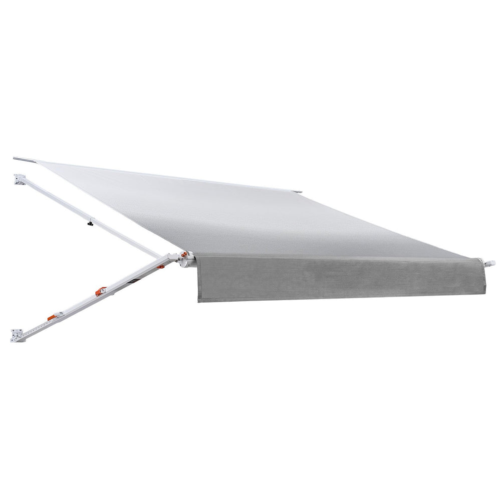 VEVOR Manual RV Awning Complete Kit, 10.12FT Retractable RV Awning with Aluminum Alloy Frame & Waterproof PVC Fabric, Outdoor Camping Trailer Awnings Fit Most RVs (10FT Type, Gradient Gray)