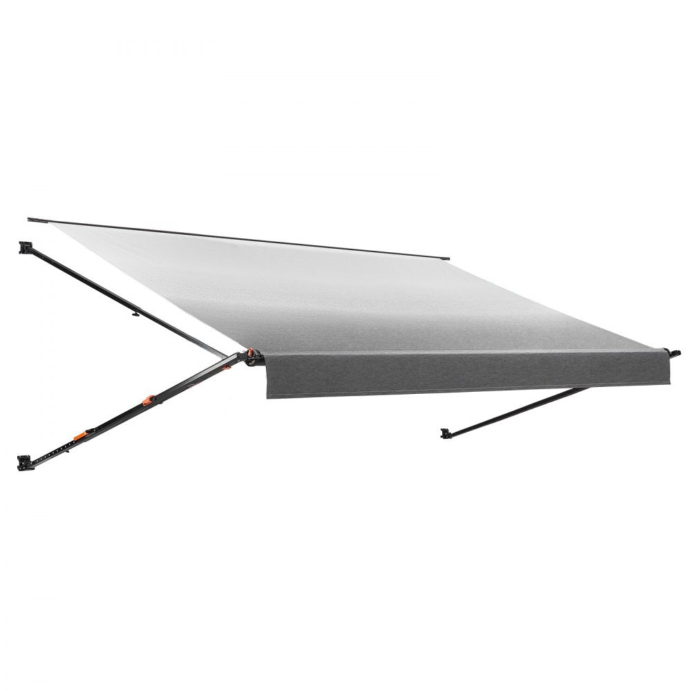 VEVOR Manual RV Awning Complete Kit, 14.12FT Retractable RV Awning with Aluminum Alloy Frame & Waterproof PVC Fabric, Outdoor Camping Trailer Awnings Fit Most RVs (14FT Type, Gradient Black)