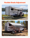 VEVOR Manual RV Awning Complete Kit, 14.12FT Retractable RV Awning with Aluminum Alloy Frame & Waterproof PVC Fabric, Outdoor Camping Trailer Awnings Fit Most RVs (14FT Type, Gradient Black)