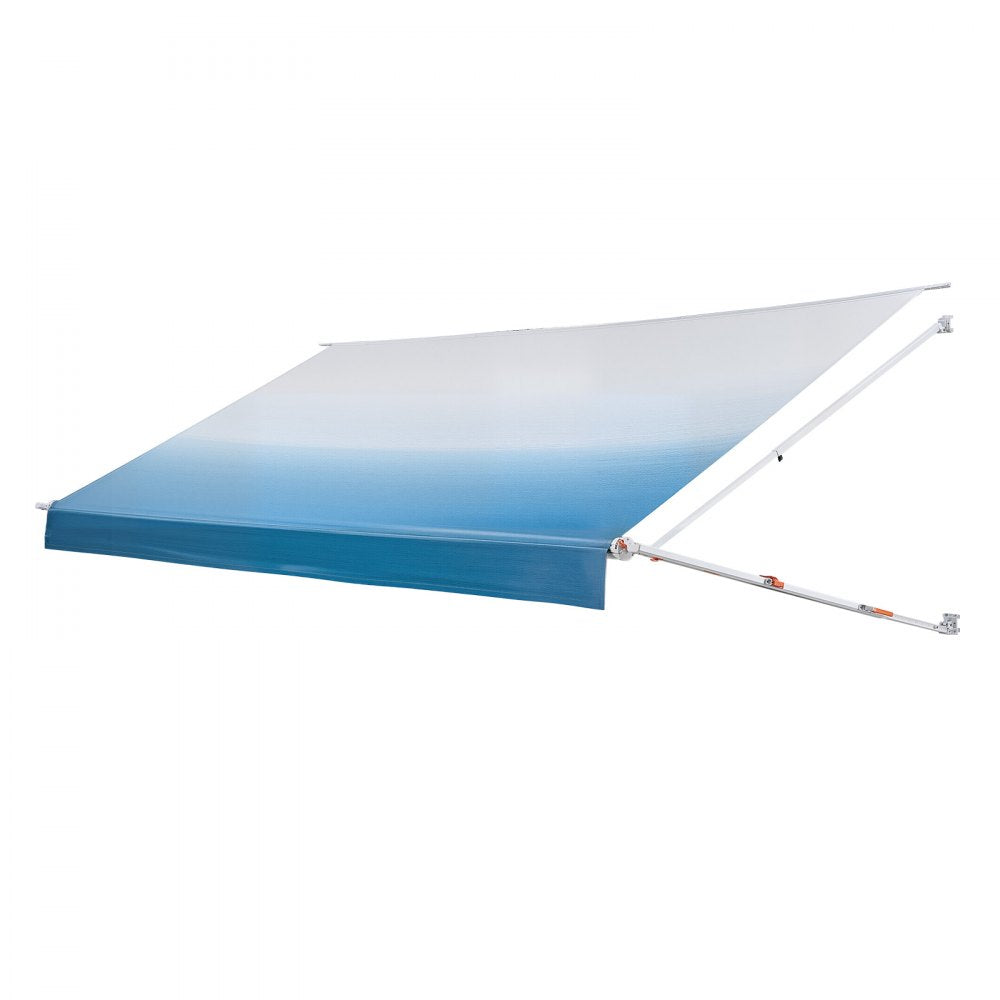VEVOR Manual RV Awning Complete Kit, 18.12FT Retractable RV Awning with Aluminum Alloy Frame & Waterproof PVC Fabric, Outdoor Camping Trailer Awnings Fit Most RVs (18FT Type, Gradient Blue)