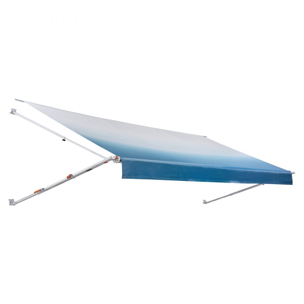 VEVOR Manual RV Awning Complete Kit, 18.12FT Retractable RV Awning with Aluminum Alloy Frame & Waterproof PVC Fabric, Outdoor Camping Trailer Awnings Fit Most RVs (18FT Type, Gradient Blue)