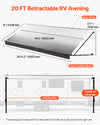 VEVOR Manual RV Awning Complete Kit, 20.12FT Retractable RV Awning with Aluminum Alloy Frame & Waterproof PVC Fabric, Outdoor Camping Trailer Awnings Fit Most RVs (20FT Type, Gradient Black)