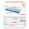 VEVOR Manual RV Awning Complete Kit, 20.12FT Retractable RV Awning with Aluminum Alloy Frame & Waterproof PVC Fabric, Outdoor Camping Trailer Awnings Fit Most RVs (20FT Type, Gradient Blue)