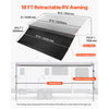 VEVOR Manual RV Awning Complete Kit & Sunshade Screen, 18.12FT Retractable RV Awning with Aluminum Alloy Frame & Waterproof Fabric, Outdoor Camping Trailer Awnings Fit Most RVs (18FT Type)
