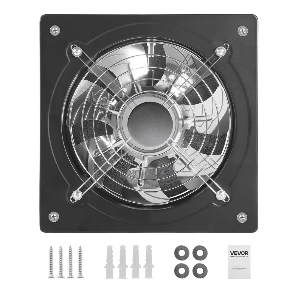 VEVOR 10 Inch Exhaust Fan, 988 CFM High Velocity Wall Mount Vent Fan with On/Off Control, Low Consumption, Portable Ventilation Extractor for Attic,Garage,Basement,Workshop,Kitchen, Chicken Coop,Black