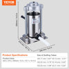 VEVOR Manual Sausage Stuffer, 2 L / 5 LBS Vertical Sausage Machine with G-type Clamp, Food-Grade 304 Stainless Steel Barrel with 2 Stuffing Tubes, for Home Kitchen Restaurant Commercial